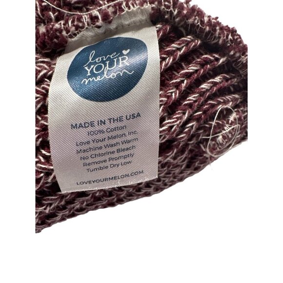 Love Your Melon Knit Hat Cuffed Purple and White Beanie - Picture 6 of 6